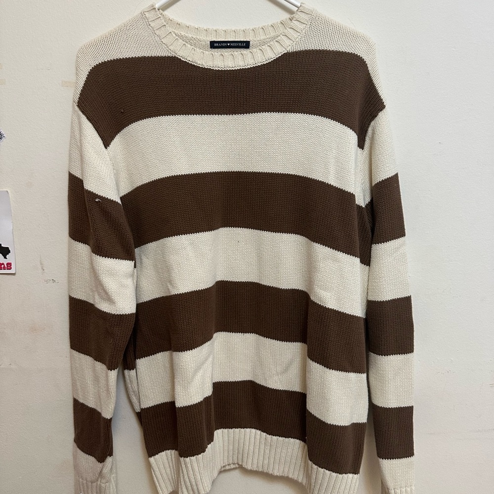 brown cream stripes brianna knit sweater 🧶